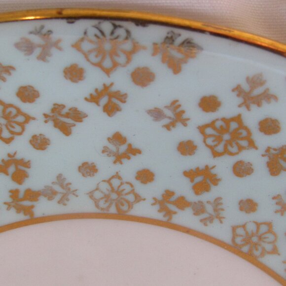 Staffordshire Tea Cup and Saucer Hand Painted Pink Roses Heavy Gold Gilt    I249 - Picture 4 of 10